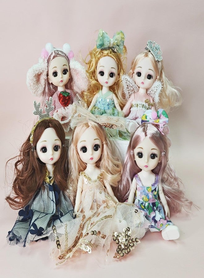 TNDCKP 6 Pcs 6 Inch Princess Girl Mini Dolls, Small Princess Little Girl Miniature Dolls for 3+ Year Old Girls 1 - Image 1